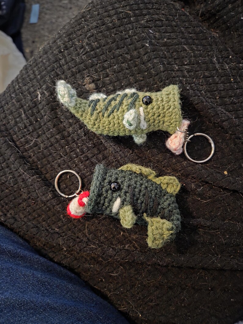 Bass Fishing Crochet Keychain Crochet Fish and Bait Keychain - Etsy