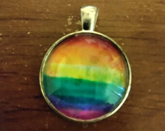 Pride color flag pendant necklaces handmade and custom. Choose your flag and chain colors. Comes with 20" chain with lobster clasp.