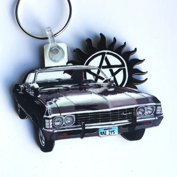Car - Supernatural keyring, pin badge and (new) large magnet. Can be Personalised.