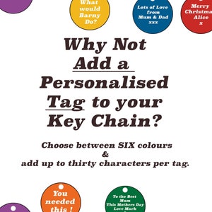 Personalised Tag- Personalise your Keychain- Available in a Range of colours.