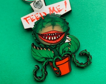 Audrey - Porte-clés Little Shop Of Horrors, badge avec épingle et (nouveau) grand aimant. Peut être personnalisé