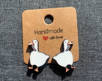 Goose with Knife Stud Earrings- Unique and Intricately Cut earrings.