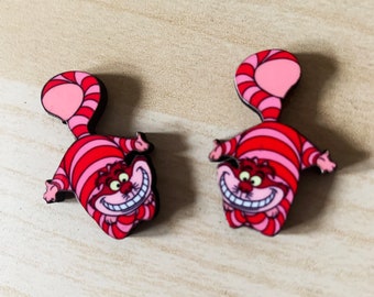 Cheshire Cat Stud Earrings- Unique and Intricately Cut Cheshire Cat earrings.