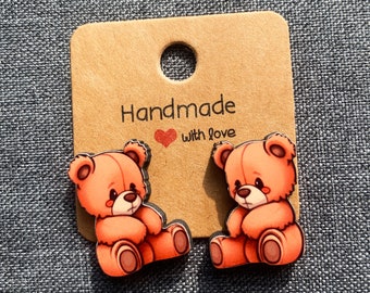 Cute Teddy Bear Stud Earrings- Unique and Intricately Cut earrings.