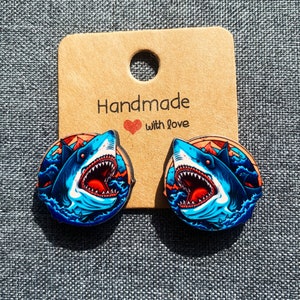 Shark Stud Earrings- Unique and Intricately Cut earrings.