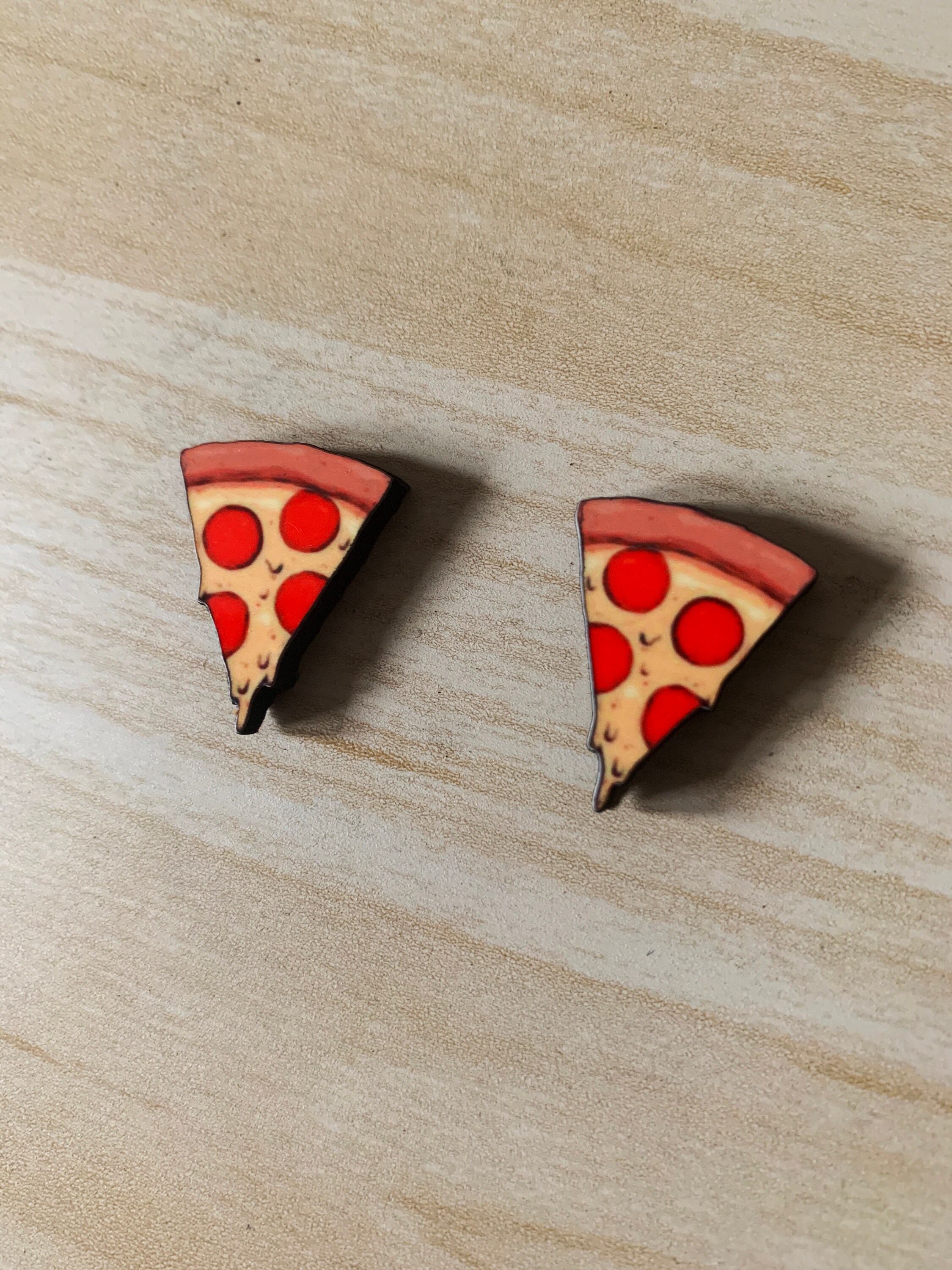Pizza Slice Stud Earrings Unique and Intricately Cut Pizza Etsy