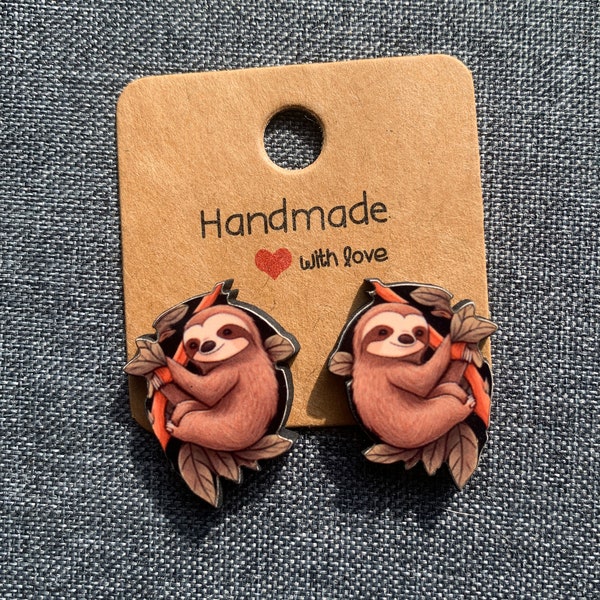 Sloth Stud Earrings- Unique and Intricately Cut earrings.