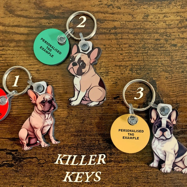 French Bulldog Collection of Keyrings, Pins and Fridge Magnets - Handmade and can be personalised.