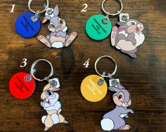 Thumper Collection keyrings, pin badges and Fridge Magnets. Can be Personalised.