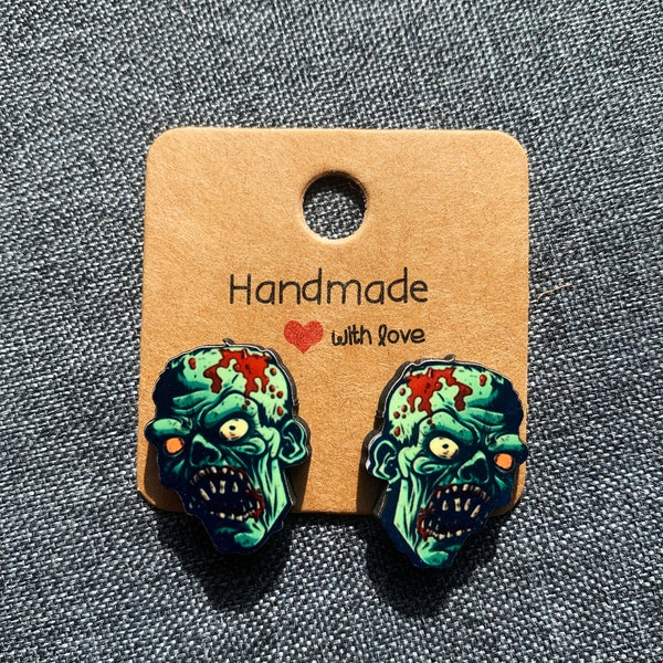 Zombie Stud Earrings- Unique and Intricately Cut earrings.