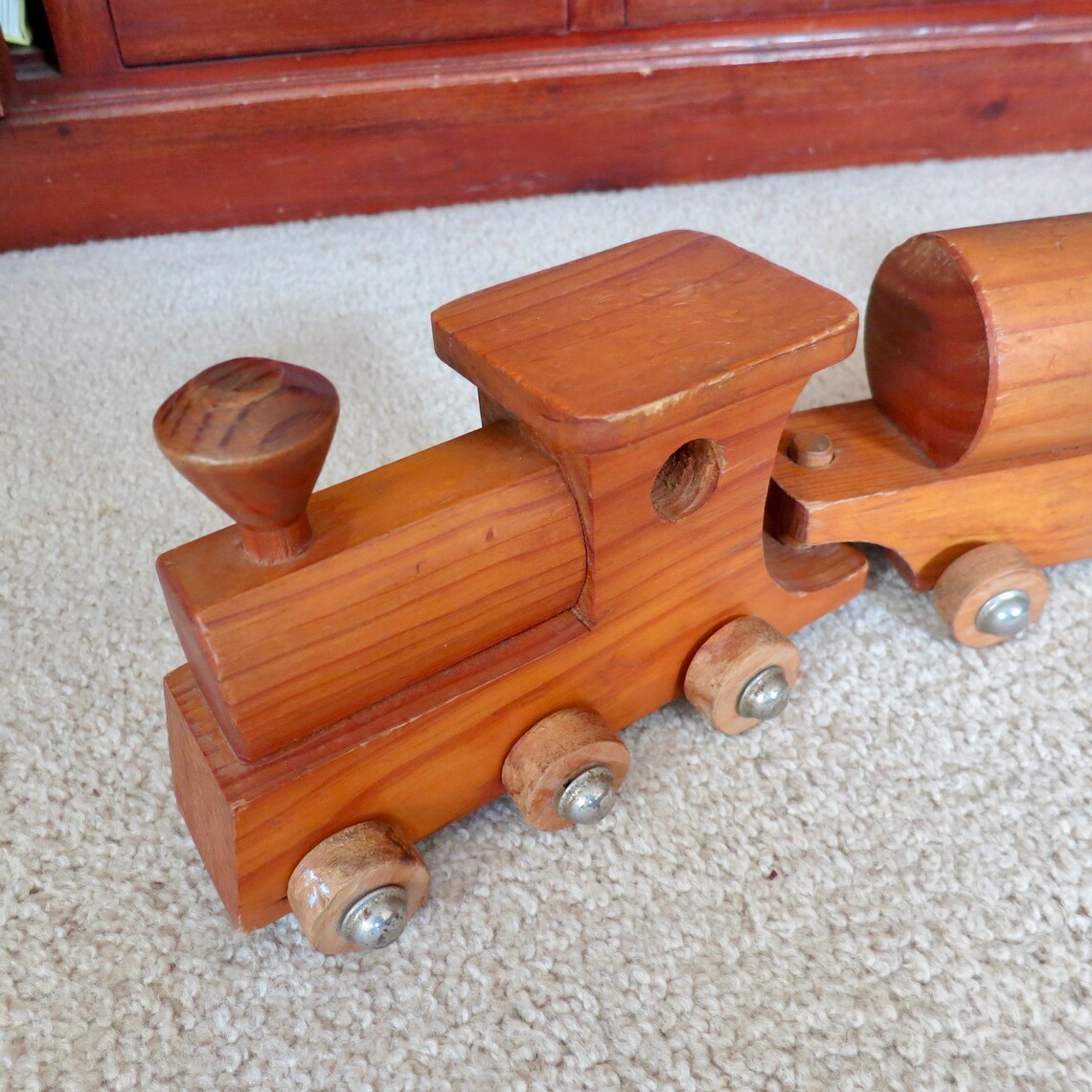 Children's vintage wooden train and carriages Etsy