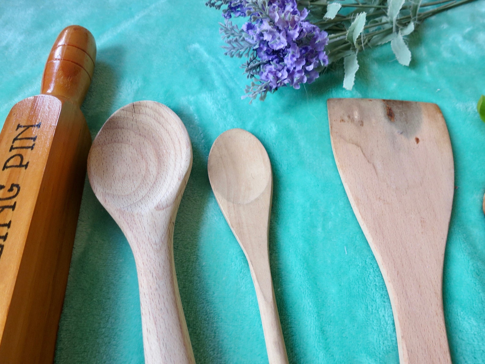 Medley of wooden spoons Irish rolling pin square rolling Etsy
