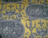 DESIGNER NEOCLASSICAL ROUSSEAU French Toile Fabric 3.5 Yards Yellow Black White
