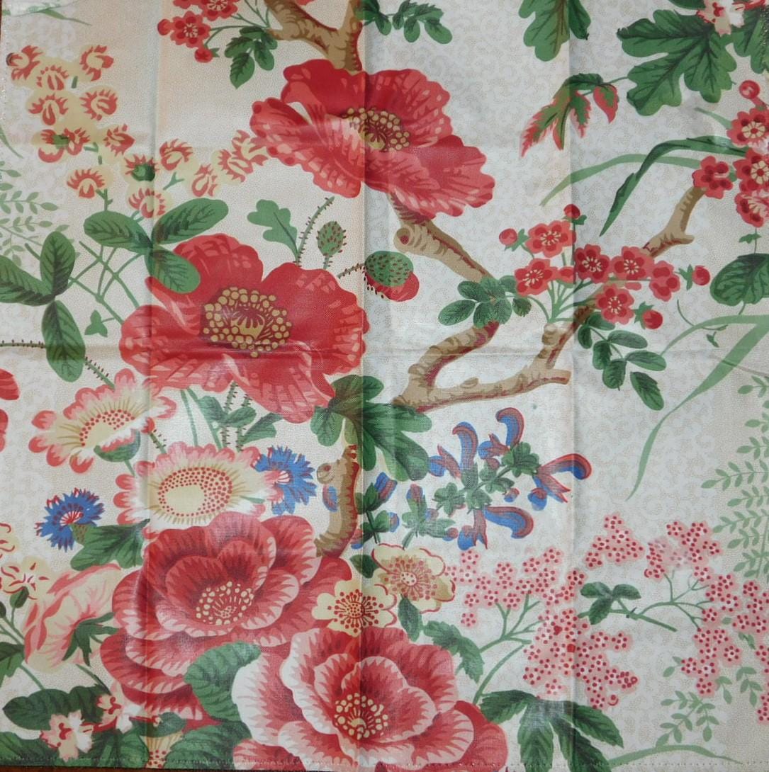 COLEFAX & FOWLER TREE Poppy Floral Glazed Cotton Fabric 10 Yards