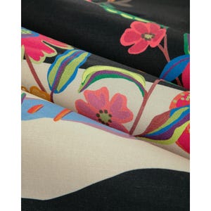 BRUNSCHWIG & FILS Pomelo Fruit Floral Linen Cotton Print Fabric 10 Yards Noir Multi