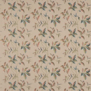 COLEFAX & FOWLER Embroidered Foliage Vines Cotton Linen Fabric 10 Yards Olive Multi