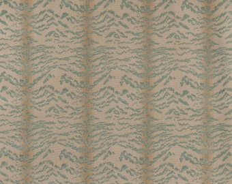 reserved COWTAN & TOUT RAJAH Exotic Tiger Velvet Fabric 10 Yards Aqua Beige