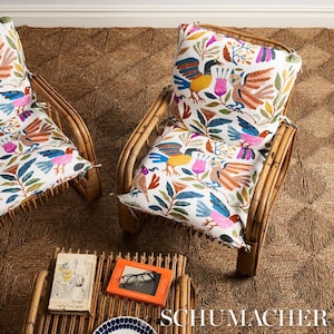 SCHUMACHER STUNNING Fanciful Birds Linen Fabric 10 Yards multi