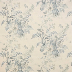 COLEFAX & FOWLER CALLISTA Ferns Butterflies Linen Fabric 10 Yards Blues Multi