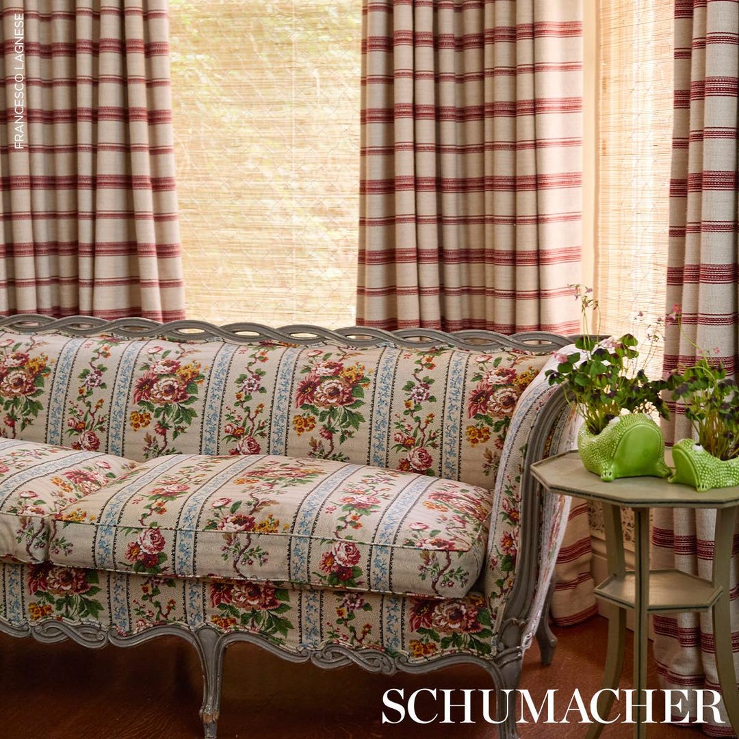 SCHUMACHER Victorian Romantic Floral Stripe Chintz Cotton Fabric 10 ...