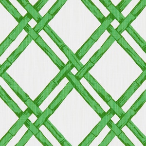 CLARKE & CLARKE Chinoiserie Bamboo Trellis Cotton Linen Fabric Print 10 Yards Emerald