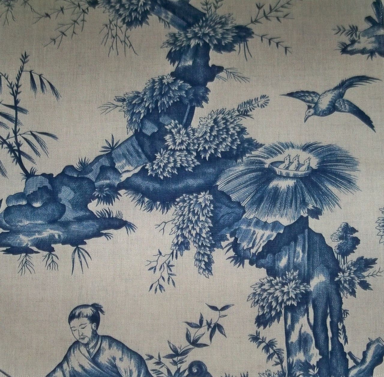 SCHUMACHER CHINOISERIE ASIAN Cathay Cotton Linen Toile ...