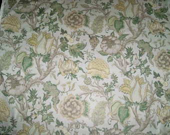 LEE JOFA TITLEY & Marr Jacobean Glazed Cotton Fabric 10 Yards Amber Taupe Yellow Green Multi