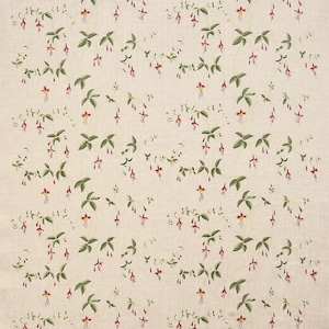 COLEFAX & FOWLER Blossoms Floral Embroidered Linen Fabric 10 Yards Red Green Multi