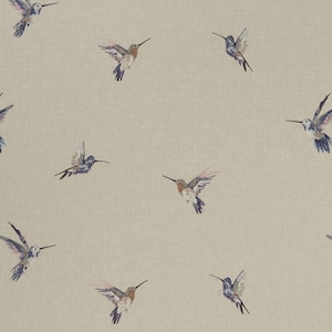CLARKE & CLARKE Exotica Hummingbird Polyester Cotton Weave Fabric 10 Yards Pastel Multi