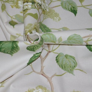 COLEFAX & FOWLER Shabby HYDRANGEA Tree Cotton Chintz Fabric 10 Yards Green Oyster Multi