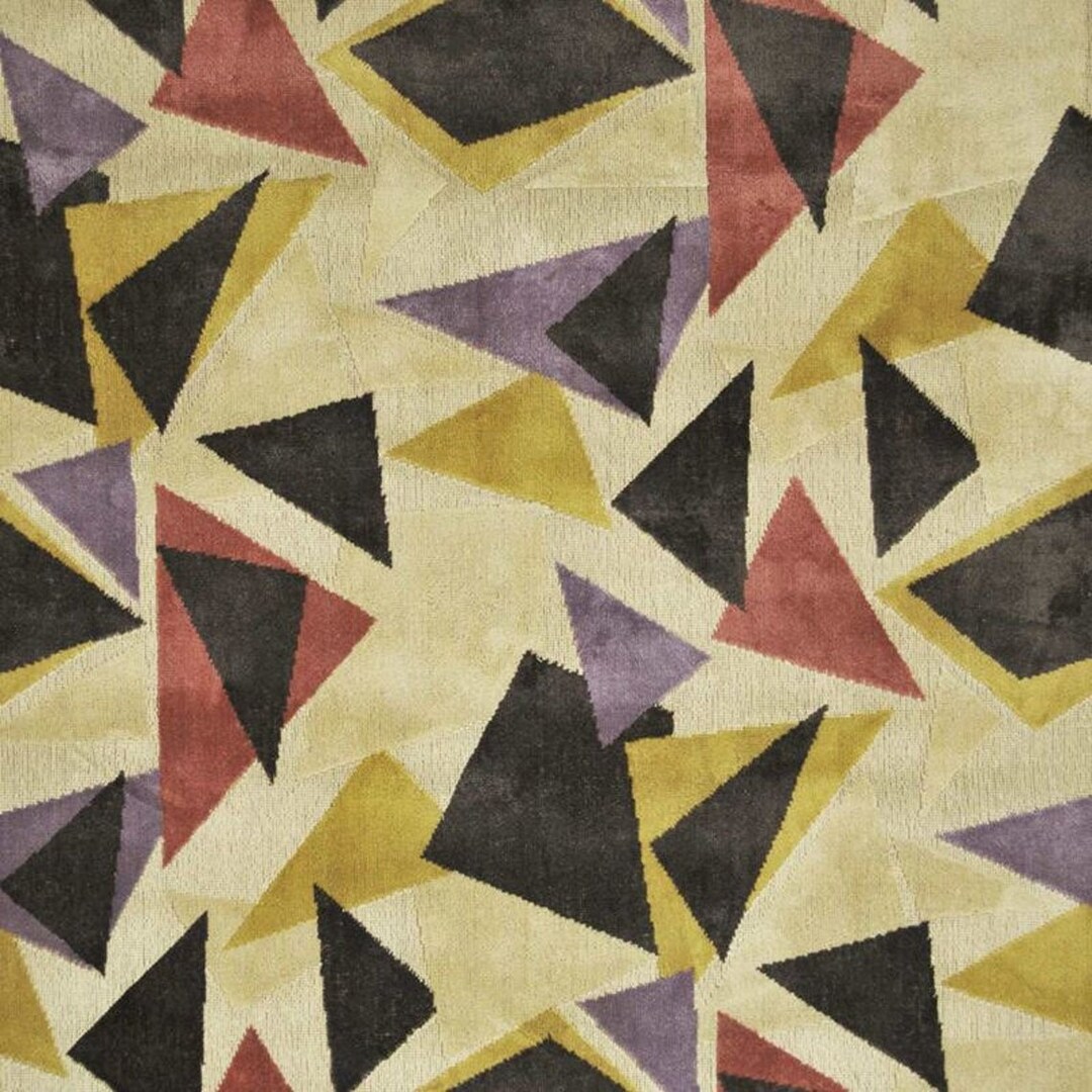 CLARENCE HOUSE Geometric Art DECO Nouveau Murano Linen Velvet Fabric 3 ...