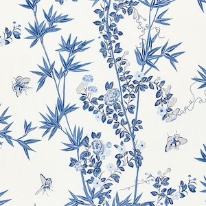 SCALAMANDRE CHINOISERIE BUTTERFLIES Cotton Toile  Fabric 10 Yards Porcelain