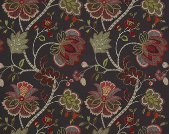 COLEFAX & FOWLER JACOBEAN Baptista tessuto di lino ricamato 10 Yards Cachi