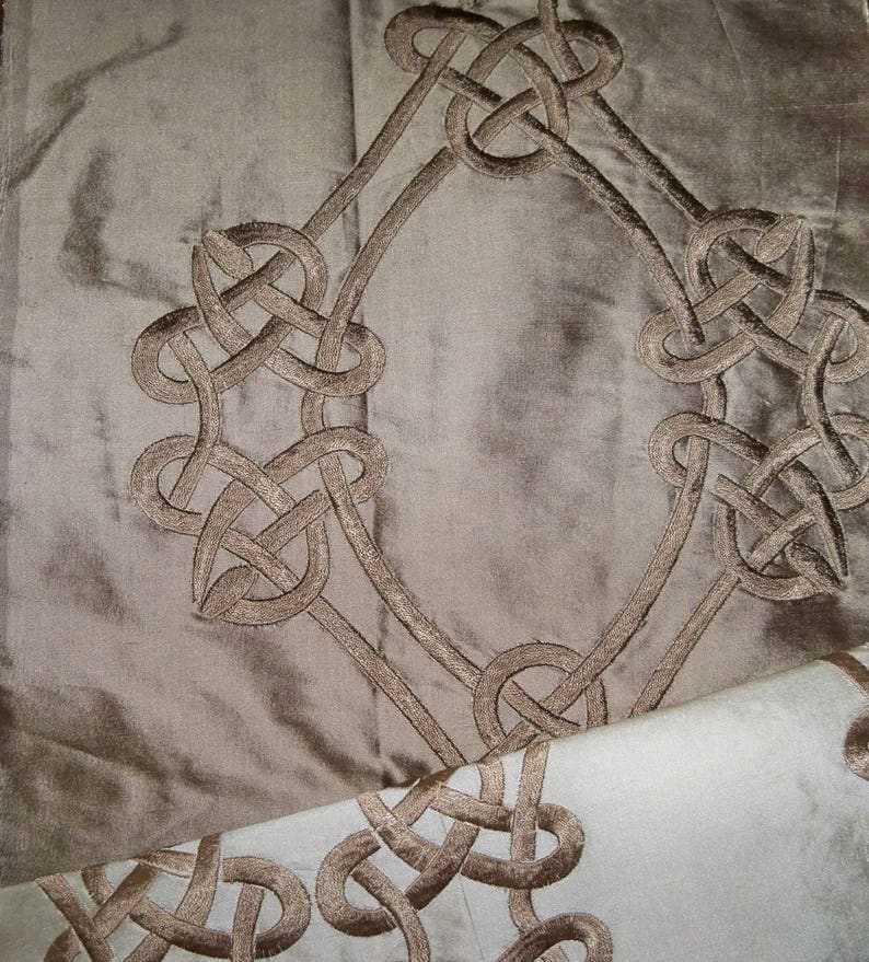 SILK LOOM Inc. CEREMONY Embroidered Silk Fabric 10 Yards Brown on Brown