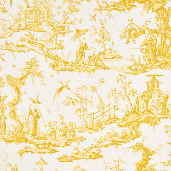 Yellow Chinoiserie Fabric - Etsy