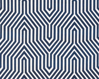 SCHUMACHER VANDERBILT RETRO Deco Cut Velvet Fabric 10 Yards Blue Indigo