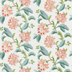 STROHEIM Jacobean Floral & Blätter Schriftrollen Leinen Stoff 10 Meter Srarfish