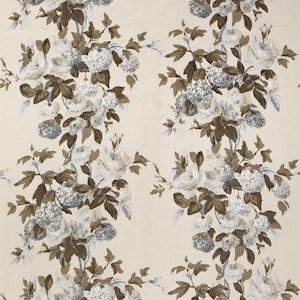 COWTAN TOUT Rose Hydrangea Floral Vine Linen Fabric 10 Yards  Platinum Teak