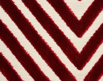 SCHUMACHER VANDERBILT RETRO Deco Cut Velvet Fabric 10 Yards Garnet