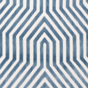 SCHUMACHER VANDERBILT RETRO Deco Cut Velvet Fabric 10 Yards Marine