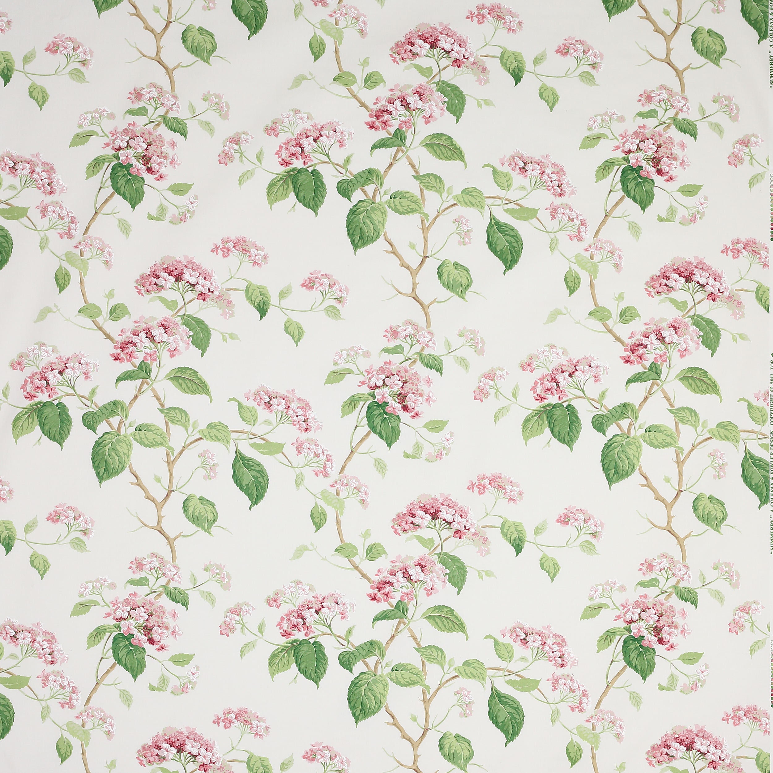 COLEFAX & FOWLER Shabby HYDRANGEA Tree Cotton Chintz Fabric 10