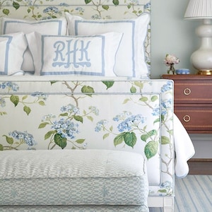 COLEFAX & FOWLER Shabby HYDRANGEA Tree Cotton Chintz Fabric 10 Yards Blue Green Multi