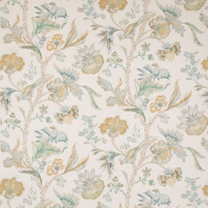 COLEFAX & FOWLER JACOBEAN 鳥と花と木のリネン生地 10ヤード オールドブルー