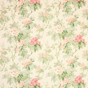 COLEFAX & FOWLER MEREWORTH English Country Floral Printed Linen Fabric 10 Yards Red Green