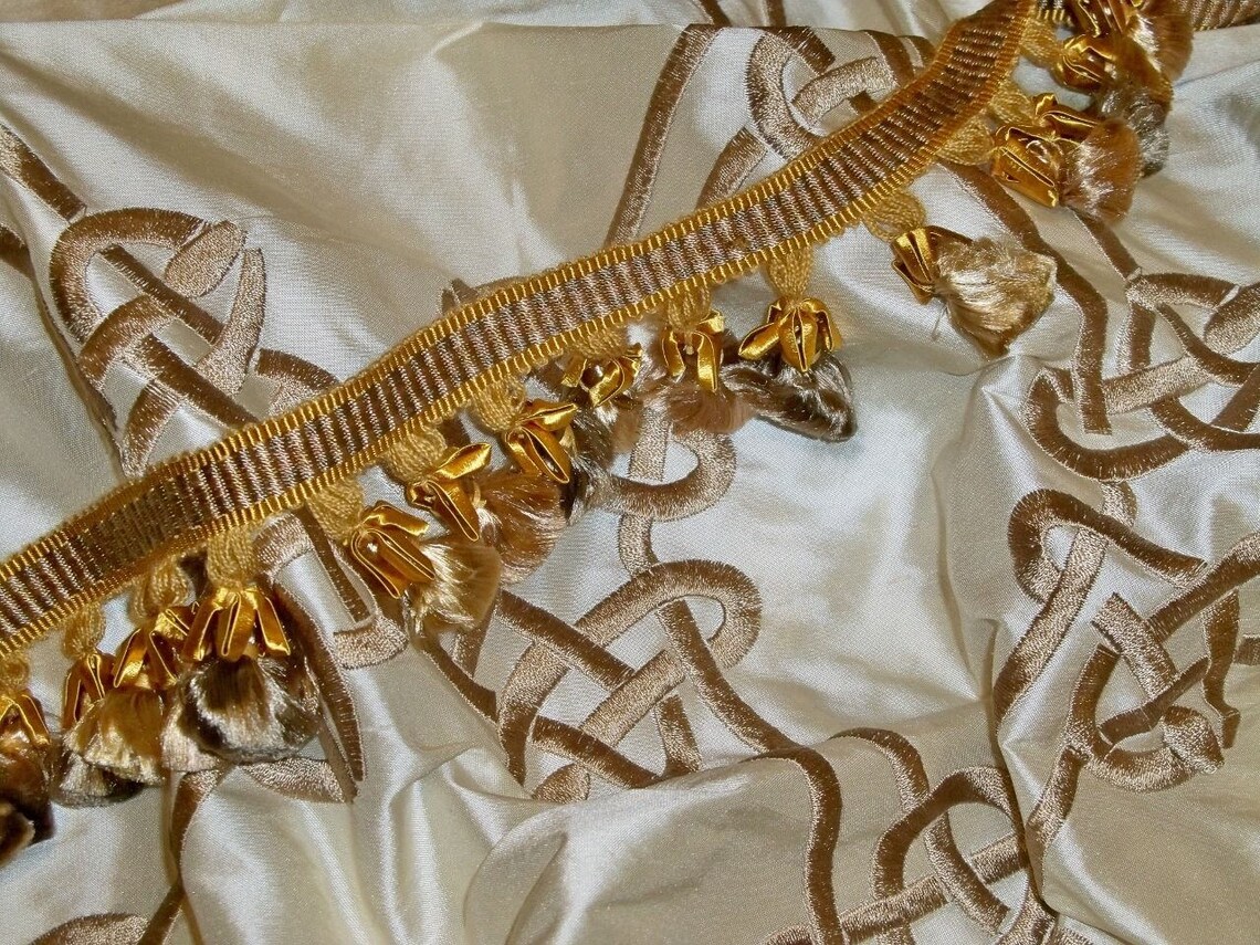 SILK LOOM Inc. CEREMONY Embroidered Silk Fabric 10 Yards Cream Gold Etsy