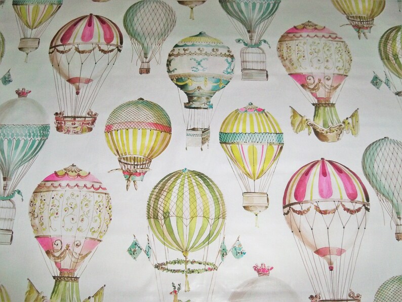 MANUEL CANOVAS Hot Air BALLOONS Toile Fabric 10 Yards Pink Etsy