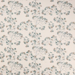 COLEFAX & FOWLER Dainty Leaves and Blossoms Linen Fabric 10 Yards Old Blue