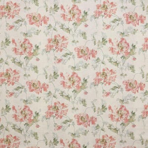 COLEFAX & FOLWER Scrolling Floral Linen Fabric 10 Yards Pink Green