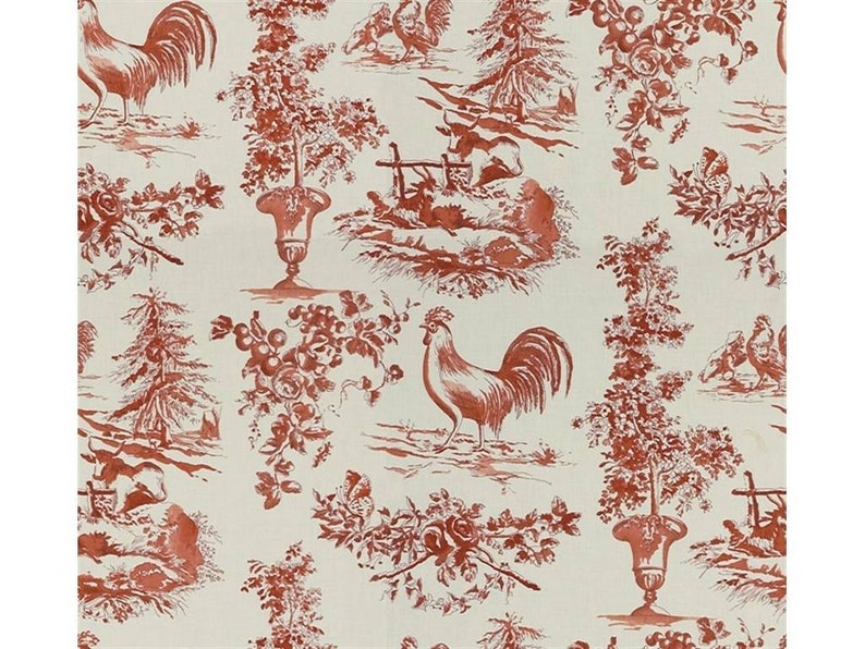 PIERRE DEUX KRAVET French Country Rooster Hen Toile Fabric