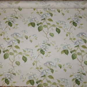 COLEFAX & FOWLER Shabby HYDRANGEA Tree Linen Fabric 10 Yards Blue Green Oyster Multi